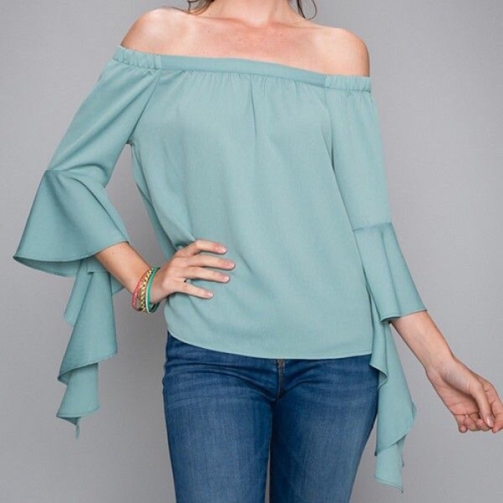 Bell Sleeve Off the Shoulder Top